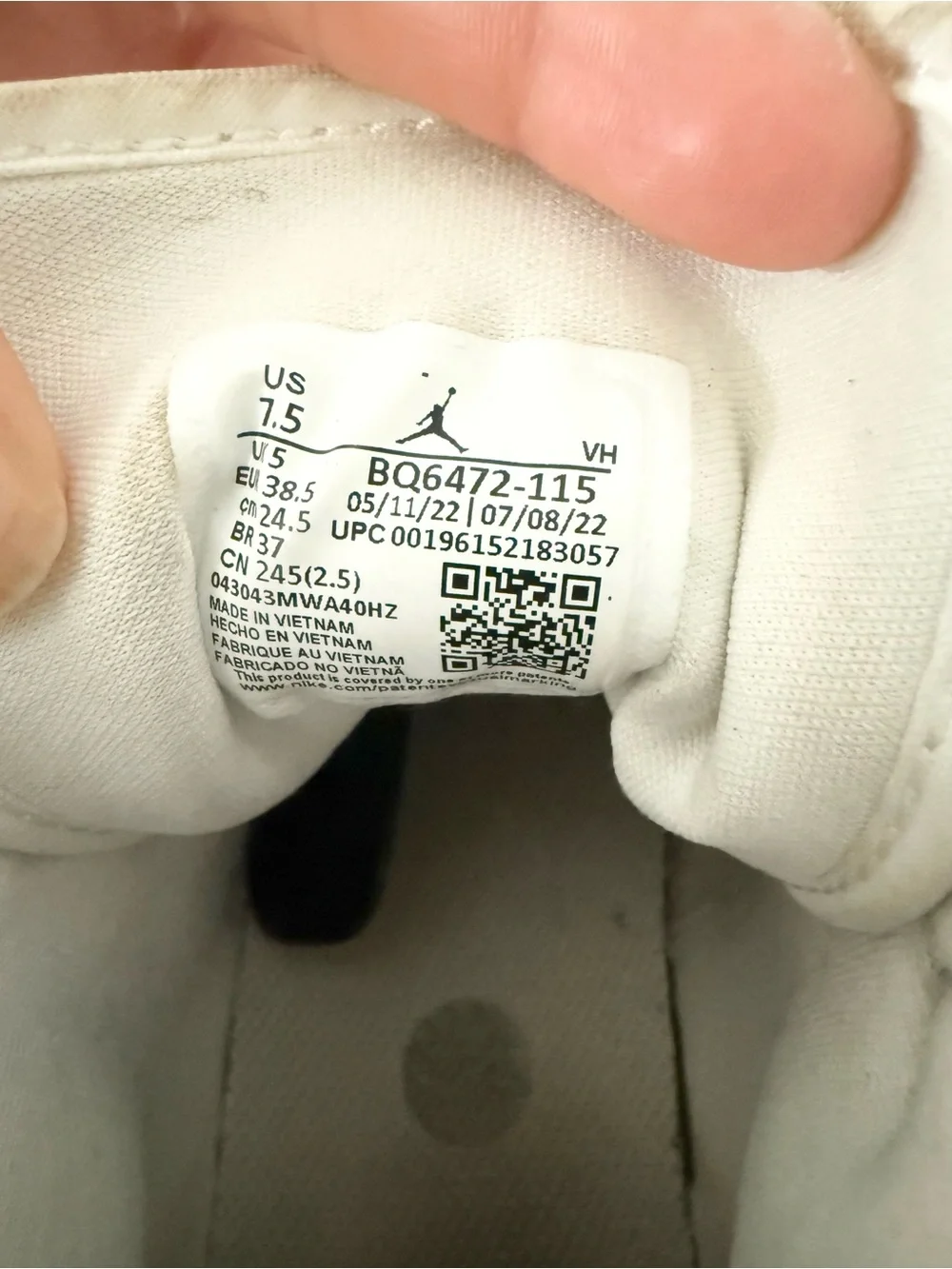 Nike Air Jordan 1 Mid Stealth High Top Sneaker in Gray & White Size 7.5